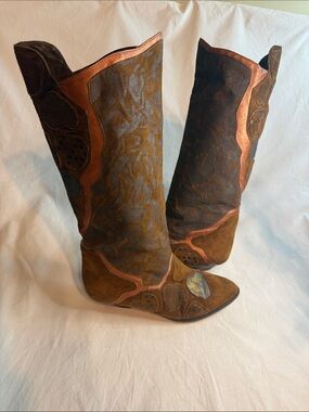 Vintage SPECCHIO Italian Leather Patchwork Western Boots Made in Italy Size 5.5